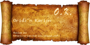 Orián Karion névjegykártya