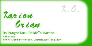 karion orian business card